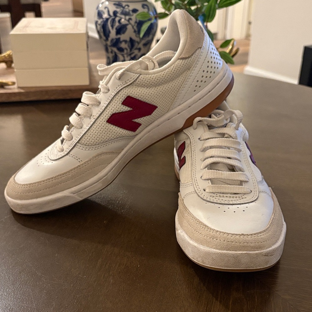 New Balance White and Red Sneakers